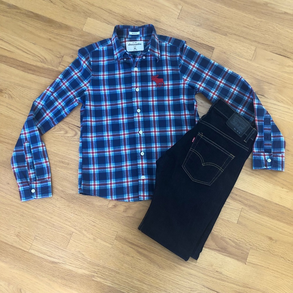 Abercrombie kids plaid shirt XL